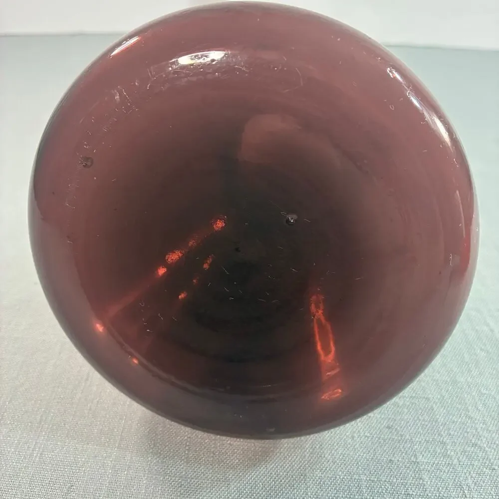 Vintage Amethyst Purple Art Glass Vase Hand Blown Folded Ruffle Rim 8 Inch Decor